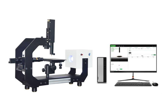 视频接触角测量仪通过测量液滴的形状来确定液体在固体表面的接触角